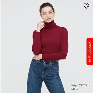 UNIQLO Ribbed Red Turtleneck
